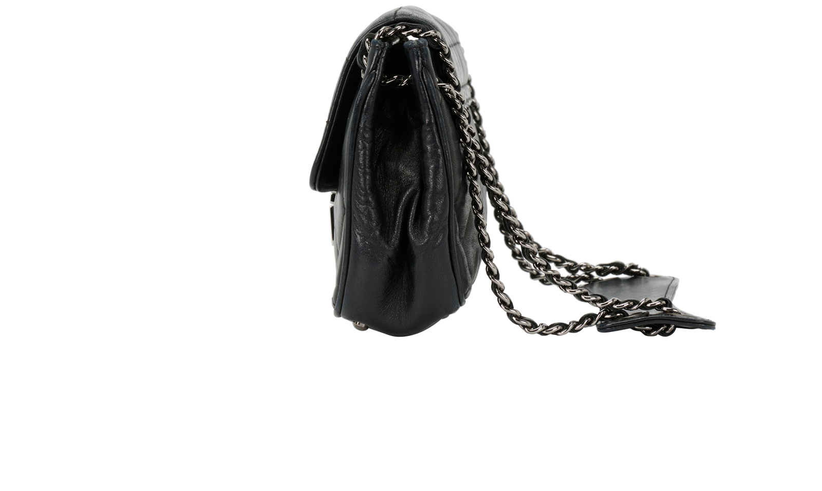 Accordion Flap Bag, &pound;1,300, Handbags, Black, Leather, Bottom view